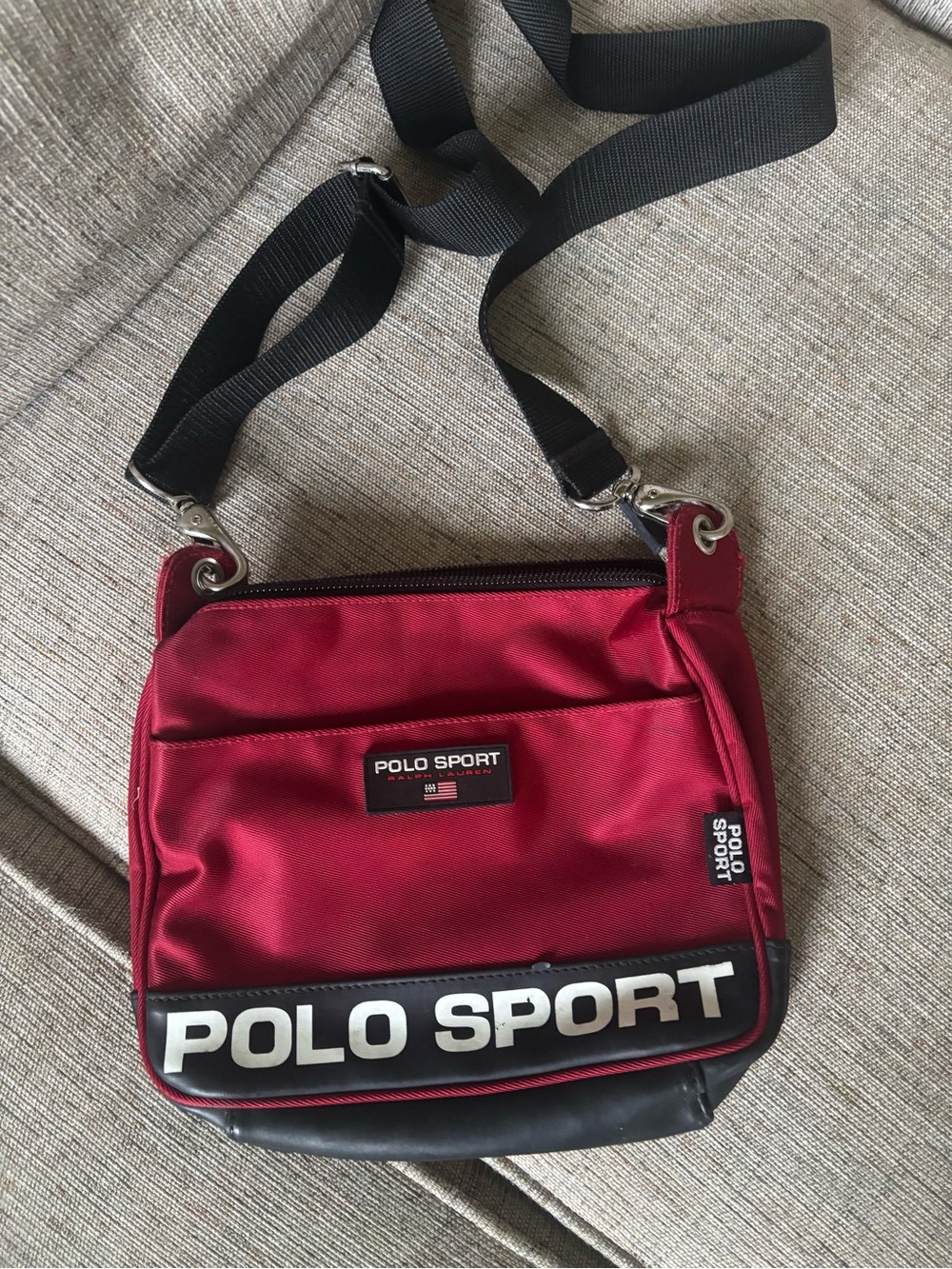 Polo by Ralph Lauren Burgundy and Black Polo Sport Messenger Bag